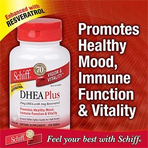 Schiff DHEA plus renforcée avec le resvératrol DHEA 25 mg , 300 Tablets