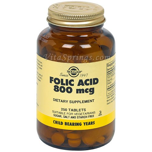 Solgar - L'acide folique, 800 mcg, 250 comprimés