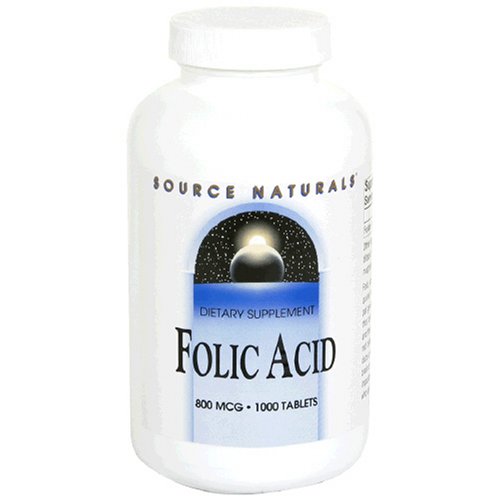 Source Naturals acide folique, 800mcg, 1000 comprimés (lot de 2)
