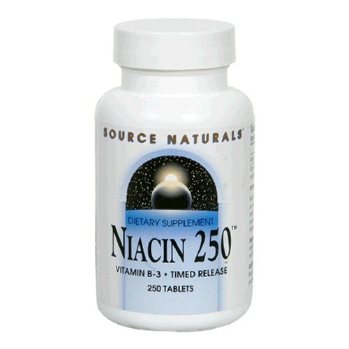 Source Naturals Niacine Vitamine B-3 250mg, caplets à libération lente, 250 Tablets (Pack de 3)