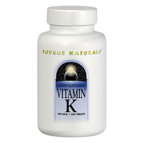 Source Naturals vitamine K, 200 Onglets 500 MCG