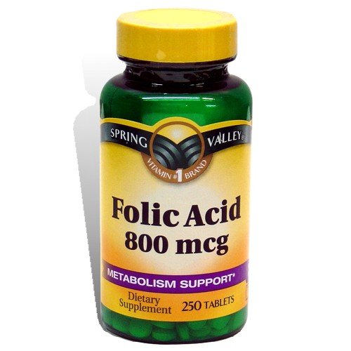 Spring Valley - Acide folique 800 mcg, 250 Comprimés
