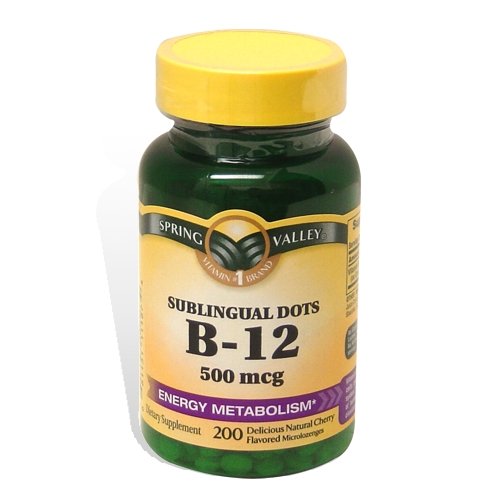 Spring Valley: Dots sublinguaux de vitamine B-12, 500 mcg (200 Microlozenges cerise)