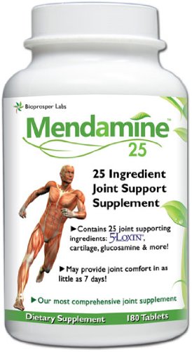 Supplément ingrédient Mendamine 25 conjointe avec la glucosamine, chondroïtine, Boswellia serrata, cartilage de poisson, Msm, phytostérols, et plus encore!