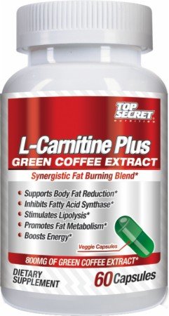 Top Secret Nutrition L-Carnatine Plus Capsules, Green Coffee, 60 Count