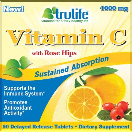 Trulife, 1000 mg de vitamine C avec Rose Hips, 90 comprimés à libération retardée