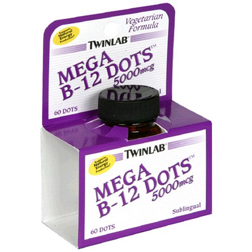 Twinlab Mega B-12 Points de vitamine B-12, 5000mcg, 60 comprimés (lot de 2)