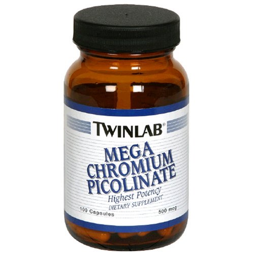 Twinlab Mega Chromium Picolinate 500 mcg, 100 Capsules (Pack de 2)