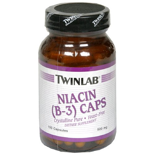 Twinlab niacine (B-3) 500 mg, 100 Capsules (Pack de 4)