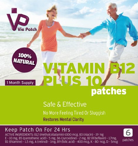 Vie Patch - VITAMINE B12 PLUS 10 à 6 Patches. No More sentez fatigué ou léthargique. 100% naturel. 1 mois d'approvisionnement