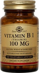 Vitamine B1 Thiamine 100 mg - Convertit les glucides en énergie, 100 Vcaps, (Solgar)