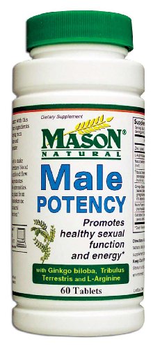 Vitamines Mason Comprimés Male Potency avec Ginko Biloba, Tribulus terrestris et L-Arginine, 60-Count Bouteilles (pack de 2)