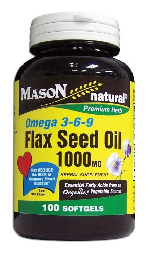 Vitamines Mason graines de lin 1000mg (Omega 3-6-9 Linaza) Capsules, 100-Count Bouteilles (pack de 2)
