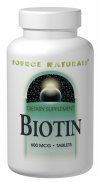 Biotine 600mcg Source Naturals, 200 comprimés