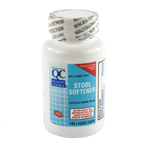 Choix Qualité Adoucisseur Tabouret de sodium docusate 100 mg. Liquide Cap 100 comte, bouteille en plastique (pack de 4)