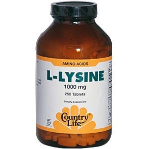 Country Life L-Lysine 1000 mg avec B-6, 250-Comte