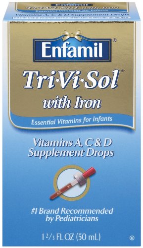 Enfamil Tri-Vi-Sol Vitamines A, D & C Drops avec supplément de fer pour nourrissons, les flacons de 50ml (Pack de 3)