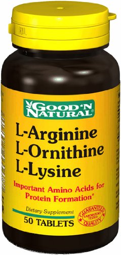 L-Arginine / Ornithine L / L Lysine - 50 comprimés, Good'n (naturel)