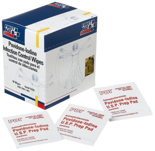 Premiers Soins povidone-iode lutte contre les infections Wipe, 50-Count Boîtes (pack de 6)