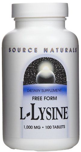 Source Naturals L-Lysine, sous forme libre, 1000mg, 100 comprimés (lot de 3)