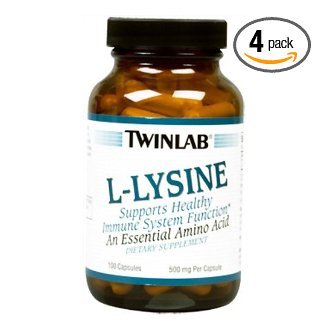 Twinlab L-Lysine 500mg, 100 Capsules (Pack de 4)