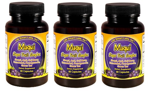 3 Mois complexes Maqui Super Fruit, baies Maqui antioxydants, le resvératrol, baie de Goji, grenade, açaï, le thé vert paquet de 3