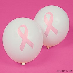 48 Blanc Ruban Rose Latex Ballons cancer du sein
