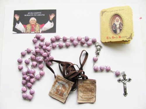 Bienheureux par le Pape Benoît XVI le cancer du sein Ruban Rose crépitée Cœur Rosaire et Scapulaire