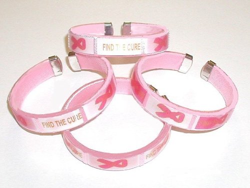 Pack de 4 roses Bracelets Bracelet ruban - sensibilisation du cancer du sein / Collectes de fonds / cotillons