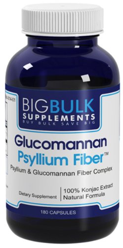 Fibre Glucomannan fibres de psyllium alimentaire de la masse Racine de Konjac Perte Poids soutien Big suplements Clucomannan Psyllium Fiber 800mg 180 Capsules 1 Bouteille