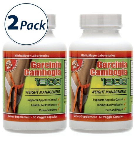 Garcinia cambogia extrait de 1000mg-** 1 ** 60 capsules de bouteilles - Premium Garcinia cambogia 1300 par MaritzMayer - Avec potassium - 60% HCA Extrait - 1.000 mg par portion