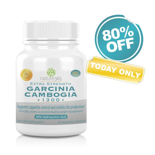 Garcinia cambogia extrait - Extra Strength Garcinia cambogia 1300 avec 60% HCA (acide hydroxycitrique) - Full approvisionnement de 30 jours - cliniquement prouvé - Charges Liants zéro, zéro, zéro ingrédients artificiels