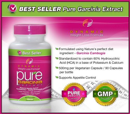 N ° 1 PURE Garcinia cambogia Garcinia cambogia extrait--500 mg, 90 capsules végétariennes (Featuring cliniquement prouvée, multi-breveté Extrait 60% HCA pour Weight-Loss) 1.500 mg par portion