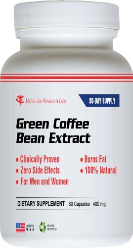 Vert Coffee Bean Extract 800 mg par dose, 60 capsules par bouteille (Contient de l'acide chlorogénique). 100% Pure Formule All Natural Weight Loss. Complet de 30 jours d'approvisionnement. Max Green Café par dose. 400 mg par capsule.