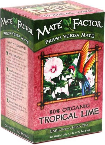 Le second facteur Yerba Mate énergisant tisane, Tropical Lime, 20 sachets de thé (pack de 3)