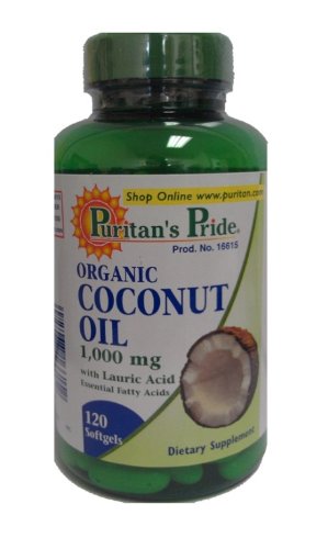 Puritain huile de coco Fierté 1000 mg d'acide laurique Avec les acides gras essentiels, 120 gélules