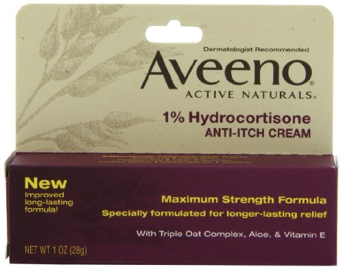 Aveeno crème anti-démangeaison, 1% d'hydrocortisone, Force maximale, 1 once (pack de 2)