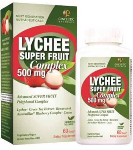 Genceutic Naturals Lychee fruit super complexes suppléments à base de plantes, 500 mg, 60 Count