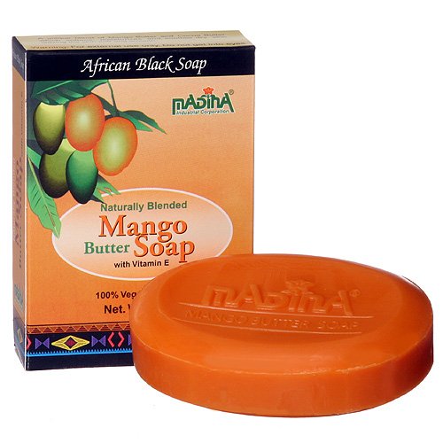 Madina savon au beurre de mangue avec de la vitamine E 3.5 Oz africaine Savon Noir