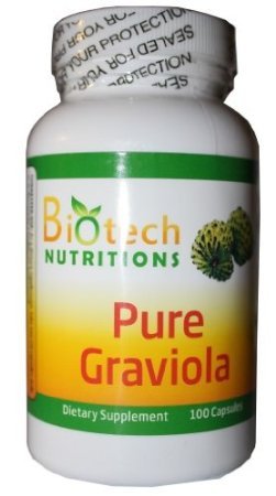 Nutritions Biotech 100% 1300mg Graviola pur par 100 Capsules Portions par bouteille