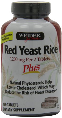 Weider Red Yeast Rice Plus avec phytostérols de 1200 mg par 2 comprimés - 180 Tablets