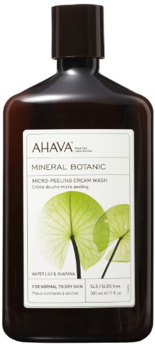 Ahava Mineral Botanic Velvet Cream Wash - Water Lily & Guarana "Micro-Peeling" - Pour peaux normales à sèches, une bouteille de 17 onces