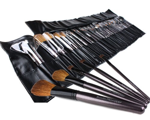 Bundle monstre 34PC Studio Pro maquillage Make Up Cosmetic Brush Set Kit w / Leather Case - pour l'ombre à paupières, blush, correcteur, Etc