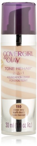 CoverGirl et Olay Tonerehab 2-en-1 Foundation, Classic Ivoire 110, 1 once liquide