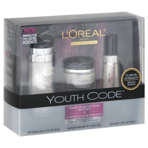 L'Oréal Paris Code jeunesse Kit de Soin Régénérant (Lotion de jour, jour / nuit, crème pour les yeux)