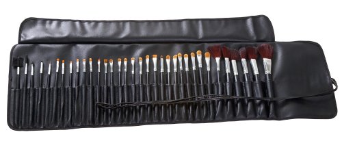 MASH 34PC Studio Pro maquillage Make Up Cosmetic Brush Set Kit w / Leather Case - pour l'ombre à paupières, blush, correcteur, etc