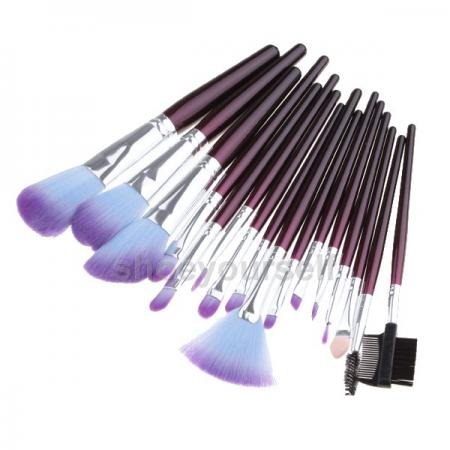 Nouveaux 16 Pcs Professional cosmétique de maquillage de kit de brosse Case Purple # 005