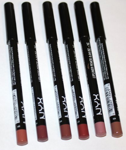 NYX Cosmetics longue durée Slim crayons contour des lèvres 6 couleurs: café, acajou, Ever, Soft Brown, rose pâle, et Nude Beige