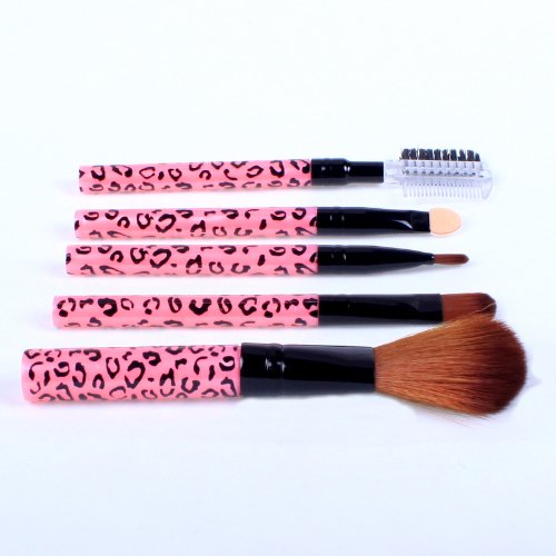 Ostart 5 pièces cosmétiques Maquillage Brush Tool Kit Set de voyage - Rose