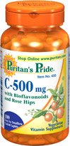 Fierté Vitamine C-500 de Mg de Puritan avec bioflavonoïdes et églantier 100 Comprimés enrobés 1 bouteille